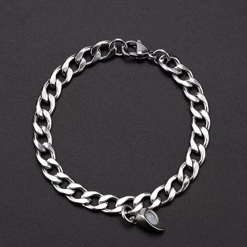 2 stücke Punk Silber Farbe Kette Paar Armband Für Frauen Edelstahl Romantische Magnet Männer Gepaart Dinge Mode Schmuck Pulsera