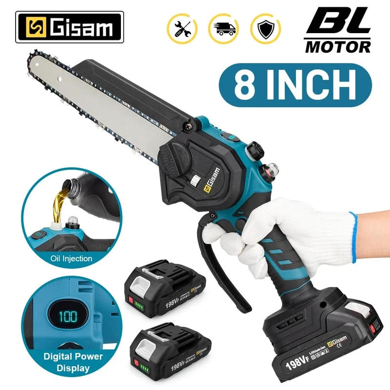 8 Zoll bürstenlose Kettensäge, kabellose elektrische Kreissäge, handgeführte Kettensäge zum Beschneiden von Ästen, Garten-Elektrowerkzeuge für Makita 18V Akku