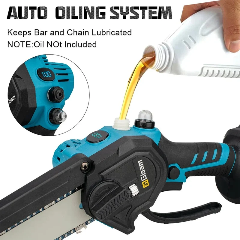 8 Zoll bürstenlose Kettensäge, kabellose elektrische Kreissäge, handgeführte Kettensäge zum Beschneiden von Ästen, Garten-Elektrowerkzeuge für Makita 18V Akku