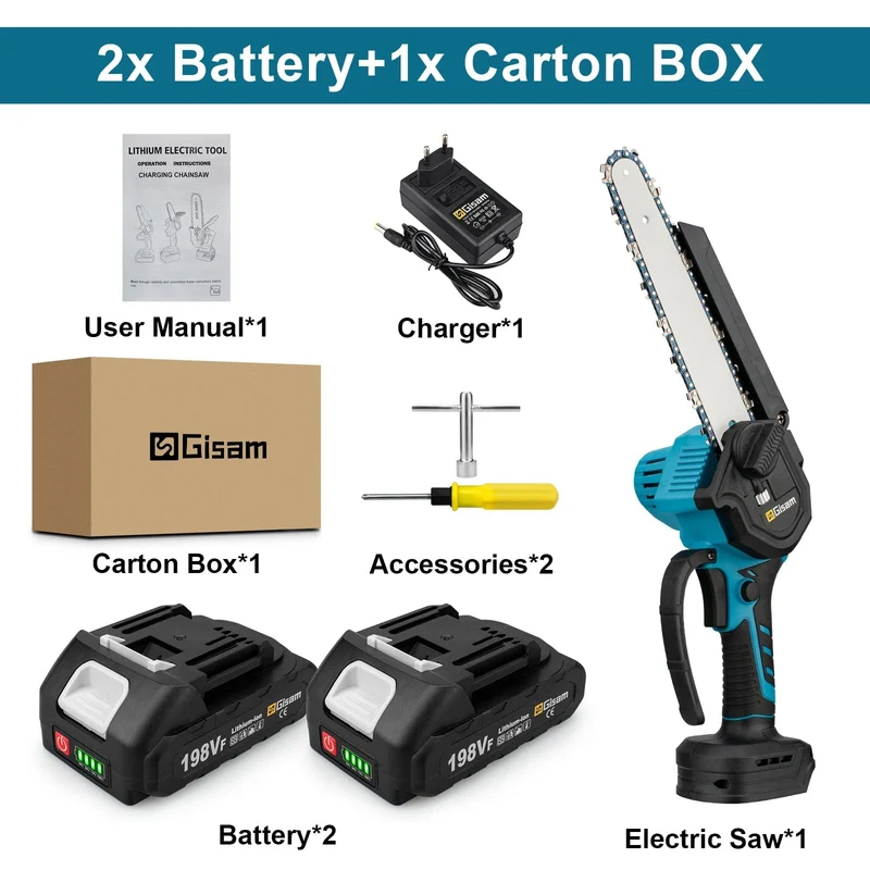 8 Zoll bürstenlose Kettensäge, kabellose elektrische Kreissäge, handgeführte Kettensäge zum Beschneiden von Ästen, Garten-Elektrowerkzeuge für Makita 18V Akku