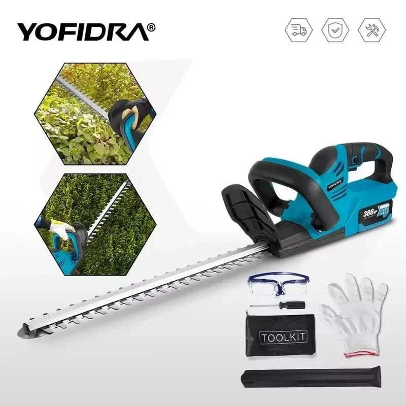 YOFIDRA 2000W Elektrische Heckenschere 15000 RPM Rasenmäher Garten Landschaftsbau Heckenschere Trimmer Werkzeug Für Makita 18V Batterie
