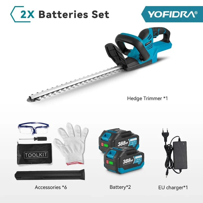 YOFIDRA 2000W Elektrische Heckenschere 15000 RPM Rasenmäher Garten Landschaftsbau Heckenschere Trimmer Werkzeug Für Makita 18V Batterie