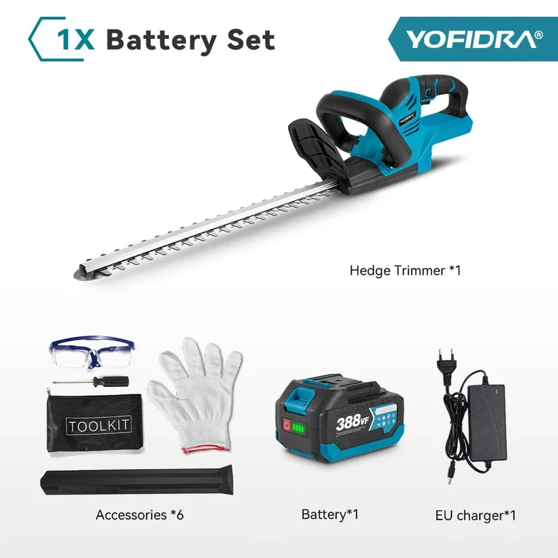 YOFIDRA 2000W Elektrische Heckenschere 15000 RPM Rasenmäher Garten Landschaftsbau Heckenschere Trimmer Werkzeug Für Makita 18V Batterie