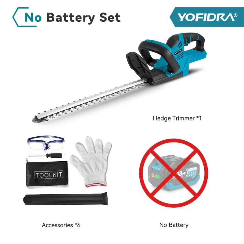 YOFIDRA 2000W Elektrische Heckenschere 15000 RPM Rasenmäher Garten Landschaftsbau Heckenschere Trimmer Werkzeug Für Makita 18V Batterie