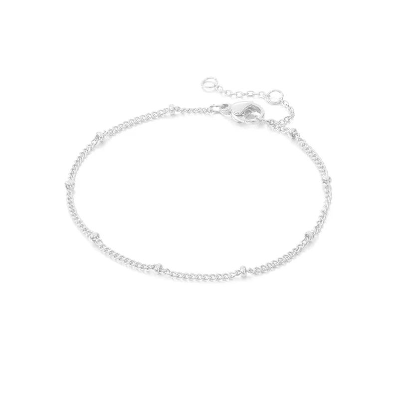 eManco Schlichtes Damen-Kugelkettenarmband, Schmuck, mehrlagiges feines Perlenkettenarmband, Damen-Edelstahlkette
