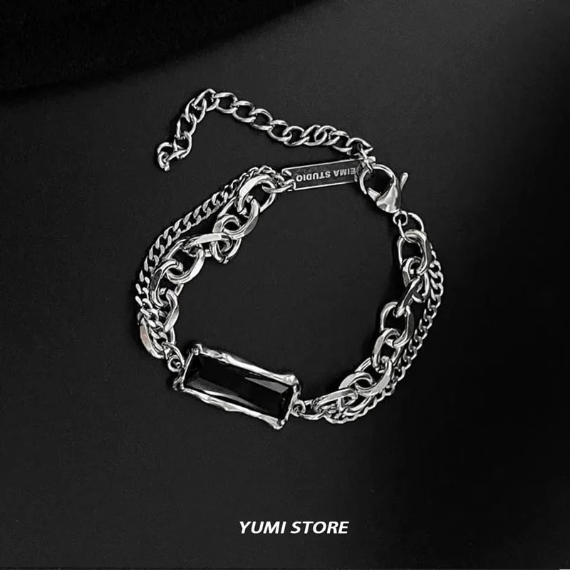Retro Flamme Kreuz Armband Für Männer Frau Hip Hop Titan Stahl Splice Kette Charme Unisex Schmuck Cool Kpop Luxus Zubehör