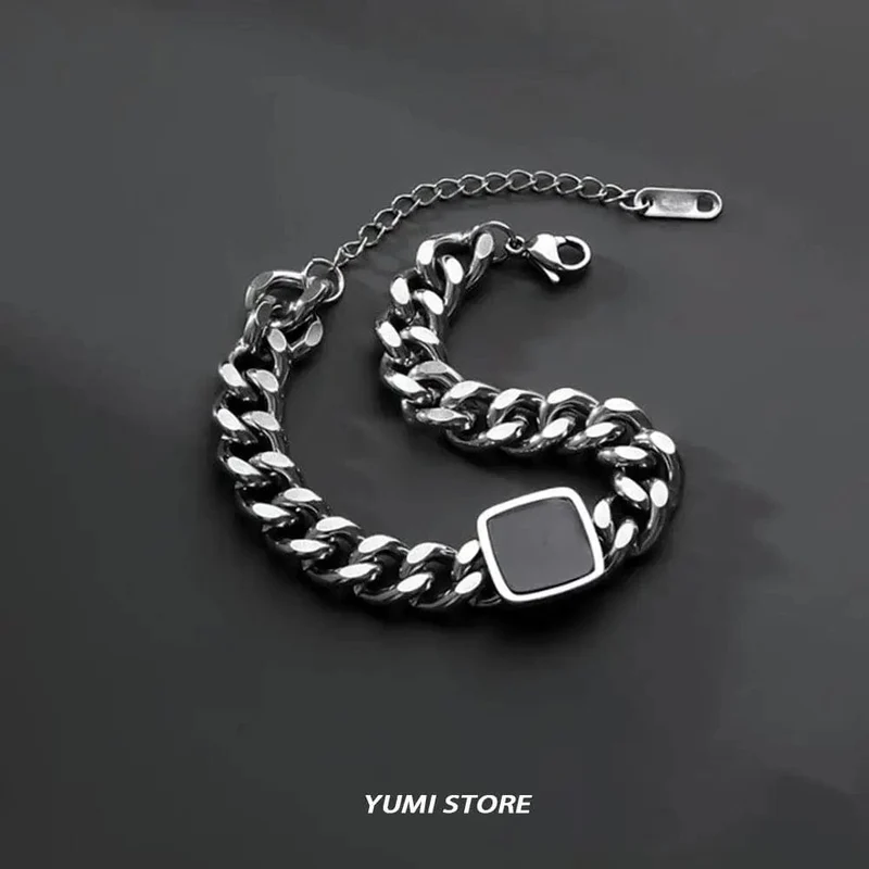 Retro Flamme Kreuz Armband Für Männer Frau Hip Hop Titan Stahl Splice Kette Charme Unisex Schmuck Cool Kpop Luxus Zubehör