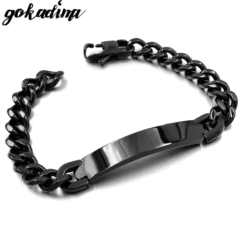Gokadima Edelstahl ID Armband Für Männer Schmuck masculina pulseira, Schwarz/Roségold farbe Rock Punk Party Geschenk