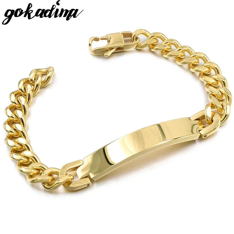Gokadima Edelstahl ID Armband Für Männer Schmuck masculina pulseira, Schwarz/Roségold farbe Rock Punk Party Geschenk