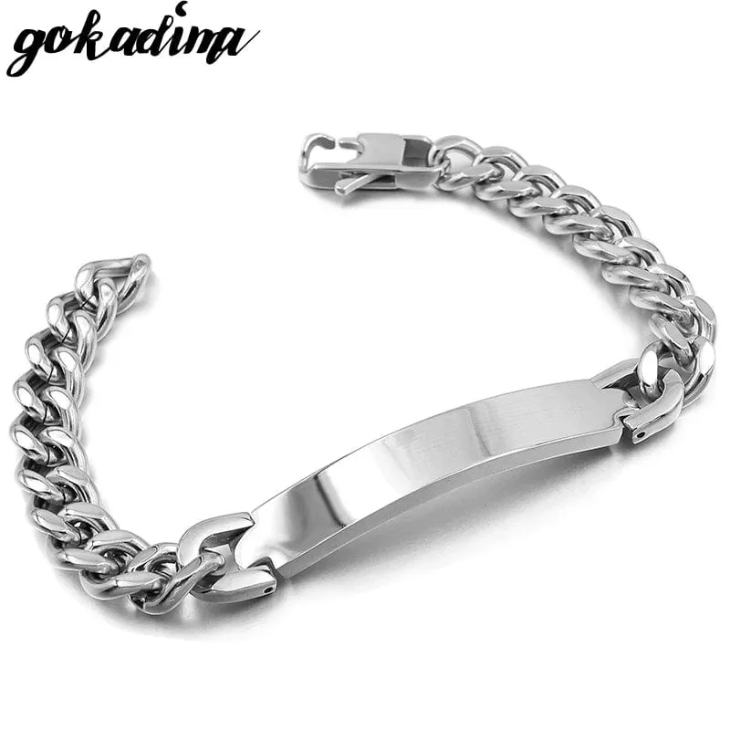 Gokadima Edelstahl ID Armband Für Männer Schmuck masculina pulseira, Schwarz/Roségold farbe Rock Punk Party Geschenk