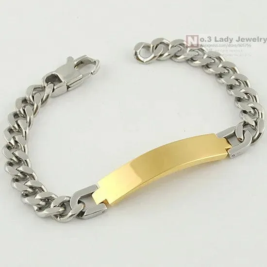 Gokadima Edelstahl ID Armband Für Männer Schmuck masculina pulseira, Schwarz/Roségold farbe Rock Punk Party Geschenk