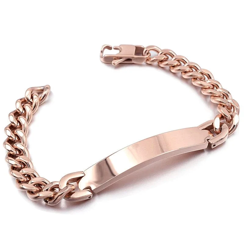 Gokadima Edelstahl ID Armband Für Männer Schmuck masculina pulseira, Schwarz/Roségold farbe Rock Punk Party Geschenk