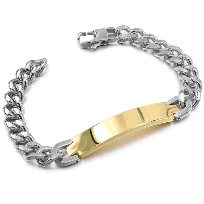 Gokadima Edelstahl ID Armband Für Männer Schmuck masculina pulseira, Schwarz/Roségold farbe Rock Punk Party Geschenk