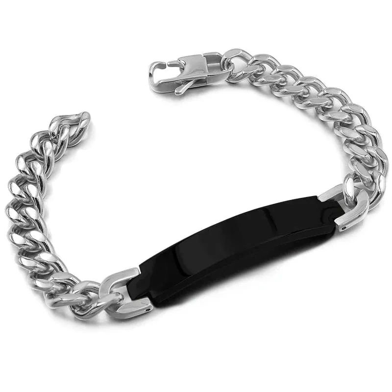 Gokadima Edelstahl ID Armband Für Männer Schmuck masculina pulseira, Schwarz/Roségold farbe Rock Punk Party Geschenk