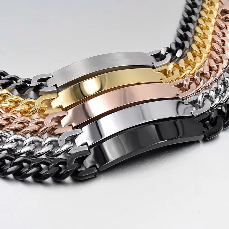Gokadima Edelstahl ID Armband Für Männer Schmuck masculina pulseira, Schwarz/Roségold farbe Rock Punk Party Geschenk