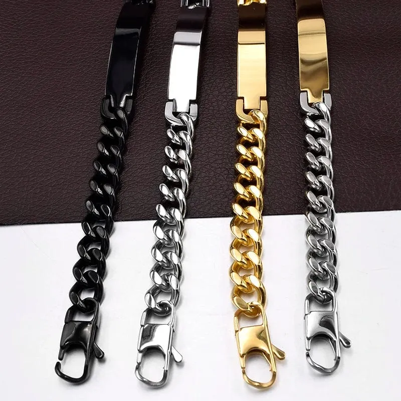 Gokadima Edelstahl ID Armband Für Männer Schmuck masculina pulseira, Schwarz/Roségold farbe Rock Punk Party Geschenk