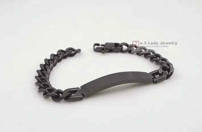 Gokadima Edelstahl ID Armband Für Männer Schmuck masculina pulseira, Schwarz/Roségold farbe Rock Punk Party Geschenk