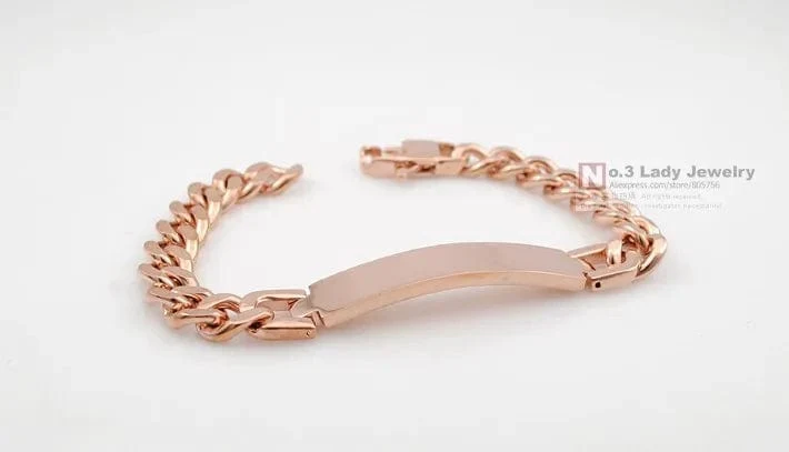 Gokadima Edelstahl ID Armband Für Männer Schmuck masculina pulseira, Schwarz/Roségold farbe Rock Punk Party Geschenk