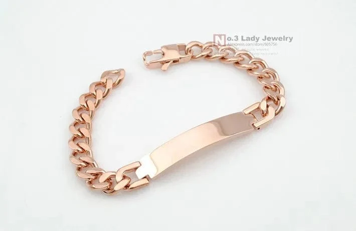 Gokadima Edelstahl ID Armband Für Männer Schmuck masculina pulseira, Schwarz/Roségold farbe Rock Punk Party Geschenk