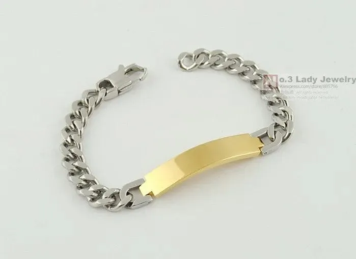 Gokadima Edelstahl ID Armband Für Männer Schmuck masculina pulseira, Schwarz/Roségold farbe Rock Punk Party Geschenk