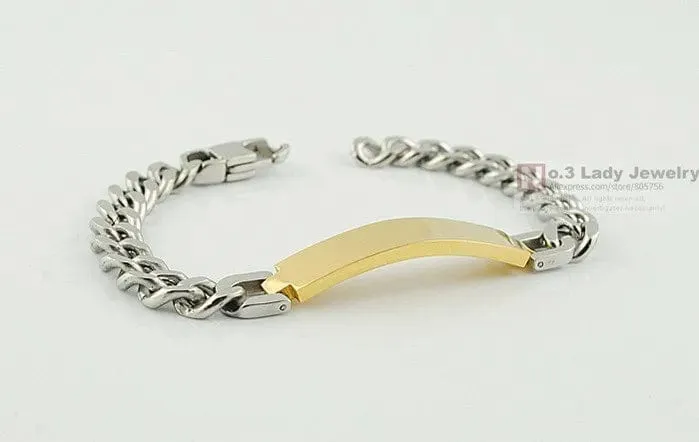 Gokadima Edelstahl ID Armband Für Männer Schmuck masculina pulseira, Schwarz/Roségold farbe Rock Punk Party Geschenk