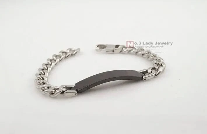 Gokadima Edelstahl ID Armband Für Männer Schmuck masculina pulseira, Schwarz/Roségold farbe Rock Punk Party Geschenk