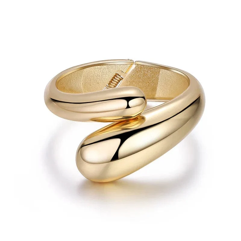 Heißer Verkauf Breite Armreifen Minimalistischen Legierung Gold Farbe Armbänder Für Frauen Zubehör Mode Schmuck Engagement Party Geschenk
