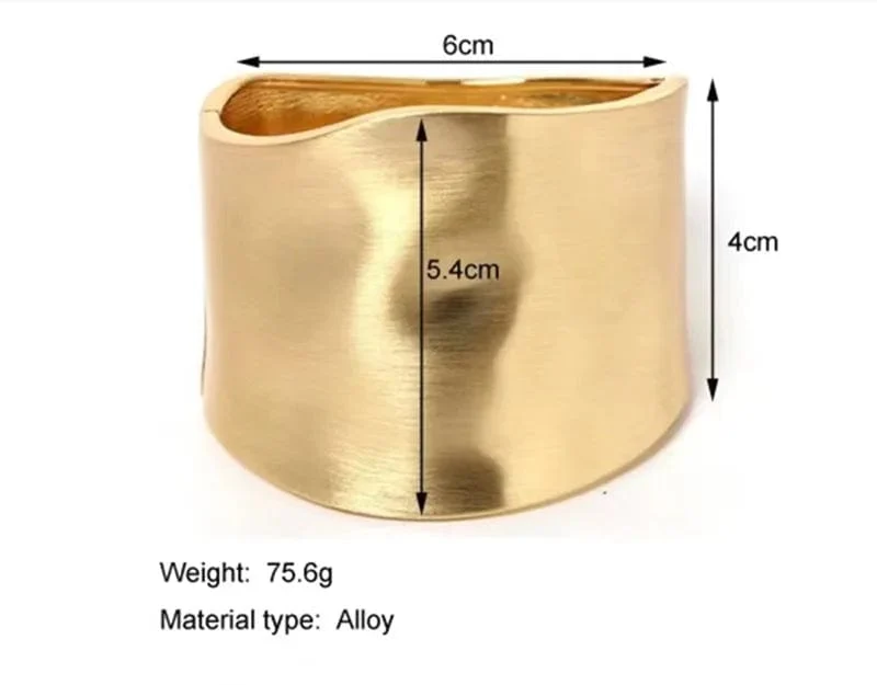 Heißer Verkauf Breite Armreifen Minimalistischen Legierung Gold Farbe Armbänder Für Frauen Zubehör Mode Schmuck Engagement Party Geschenk