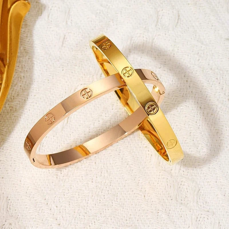 GD Neues Design Frauen Männer Paar Schmuck 18 Karat Roségold Armband Titan Edelstahl Vergoldet Kreuz Armbänder Armreifen