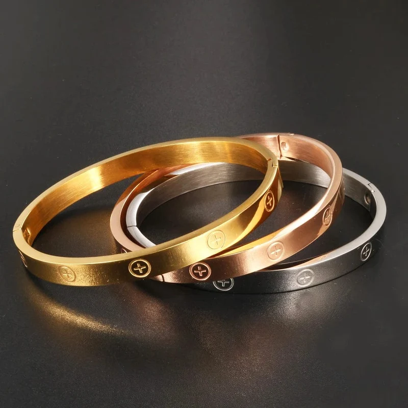 GD Neues Design Frauen Männer Paar Schmuck 18 Karat Roségold Armband Titan Edelstahl Vergoldet Kreuz Armbänder Armreifen