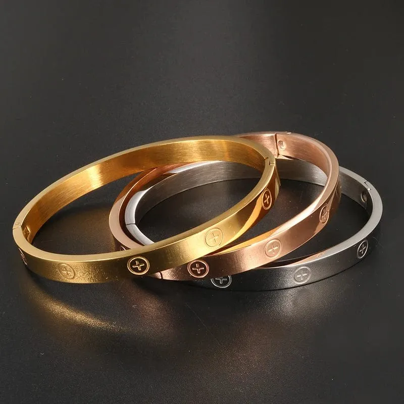 GD Neues Design Frauen Männer Paar Schmuck 18 Karat Roségold Armband Titan Edelstahl Vergoldet Kreuz Armbänder Armreifen