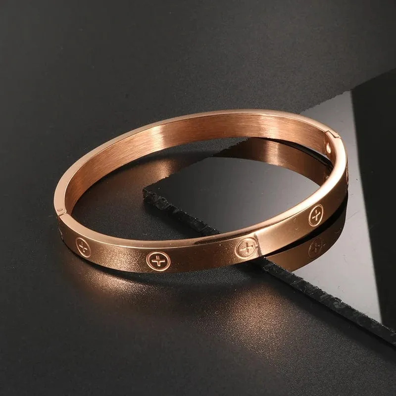 GD Neues Design Frauen Männer Paar Schmuck 18 Karat Roségold Armband Titan Edelstahl Vergoldet Kreuz Armbänder Armreifen