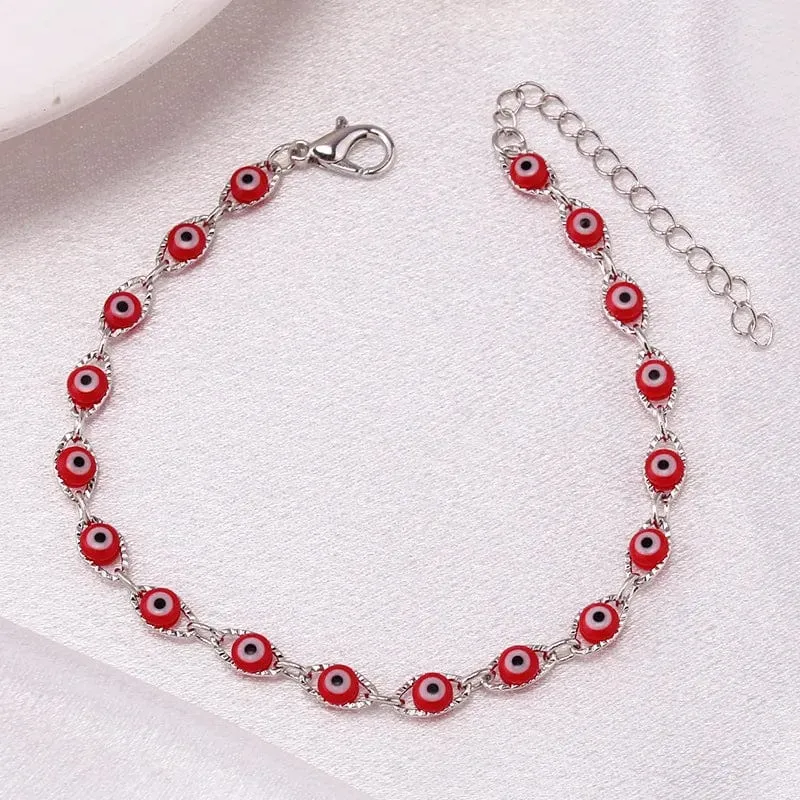 Böhmisches ovales Evil Blue Eye-Charm-Armband in Gold- und Silberfarbe, Messingkettenarmbänder für Frauen und Männer, Gebetsschmuck