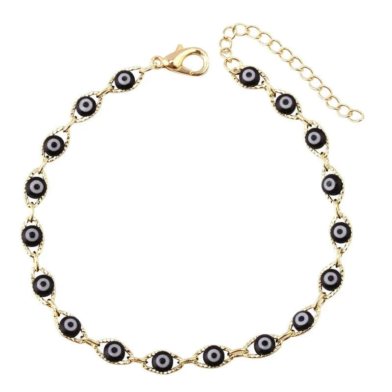 Böhmisches ovales Evil Blue Eye-Charm-Armband in Gold- und Silberfarbe, Messingkettenarmbänder für Frauen und Männer, Gebetsschmuck