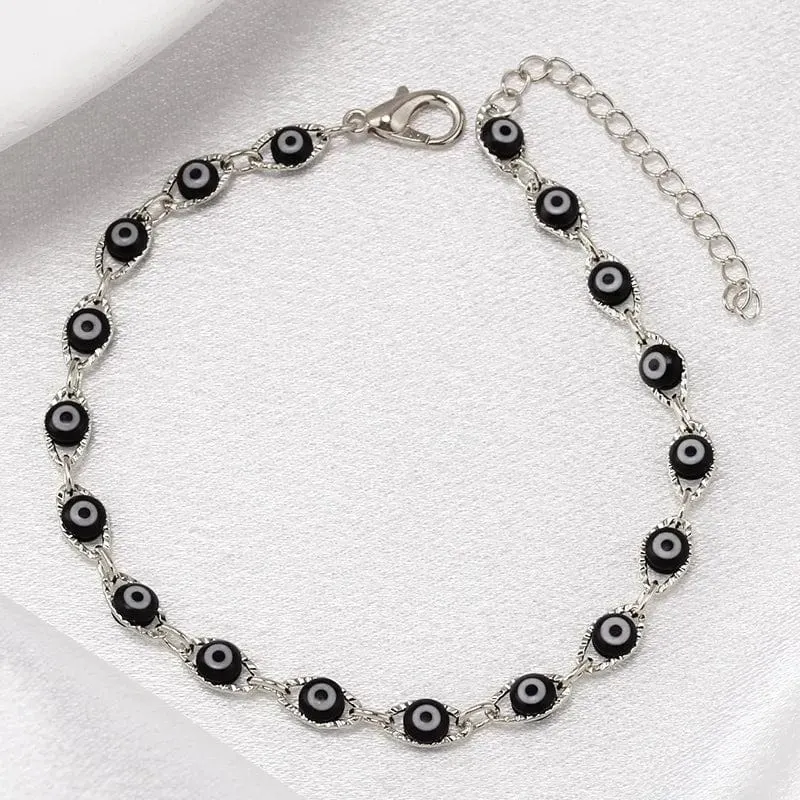 Böhmisches ovales Evil Blue Eye-Charm-Armband in Gold- und Silberfarbe, Messingkettenarmbänder für Frauen und Männer, Gebetsschmuck