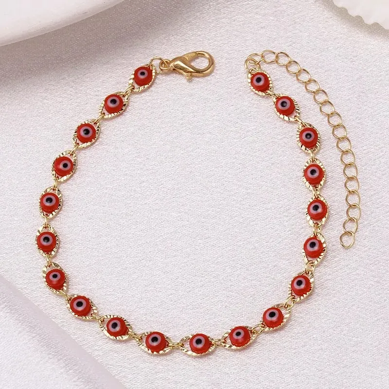 Böhmisches ovales Evil Blue Eye-Charm-Armband in Gold- und Silberfarbe, Messingkettenarmbänder für Frauen und Männer, Gebetsschmuck