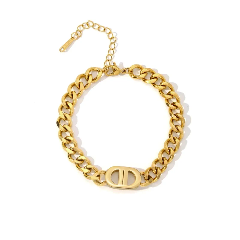 SGMAN Edelstahlarmband Dio für Frauen Schmuck Kubanische Kette Armreifen Mode Frauen Set Vergoldet Trend Geschenke Wasserdicht