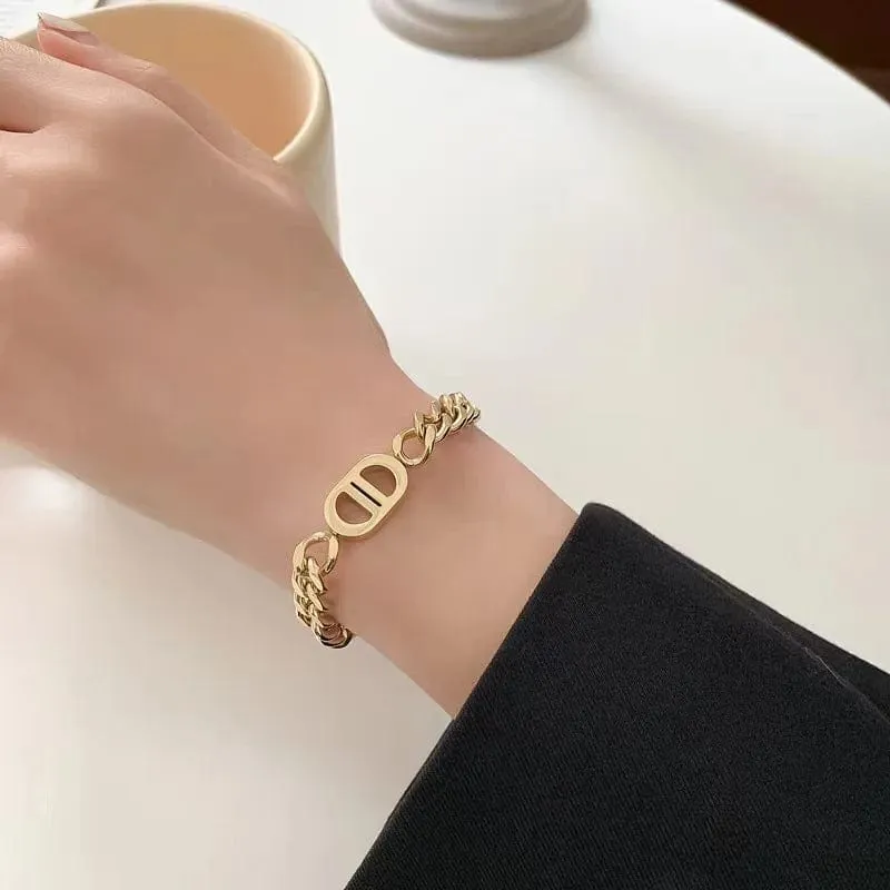 SGMAN Edelstahlarmband Dio für Frauen Schmuck Kubanische Kette Armreifen Mode Frauen Set Vergoldet Trend Geschenke Wasserdicht
