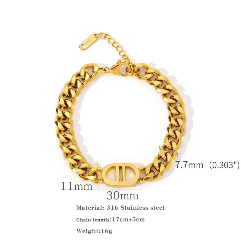 SGMAN Edelstahlarmband Dio für Frauen Schmuck Kubanische Kette Armreifen Mode Frauen Set Vergoldet Trend Geschenke Wasserdicht