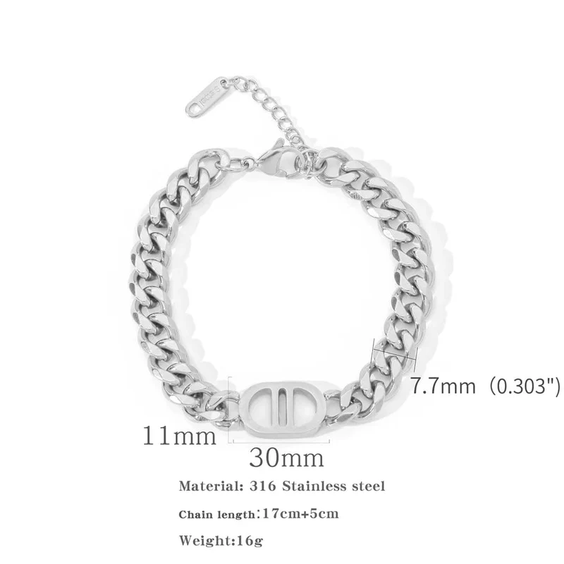 SGMAN Edelstahlarmband Dio für Frauen Schmuck Kubanische Kette Armreifen Mode Frauen Set Vergoldet Trend Geschenke Wasserdicht