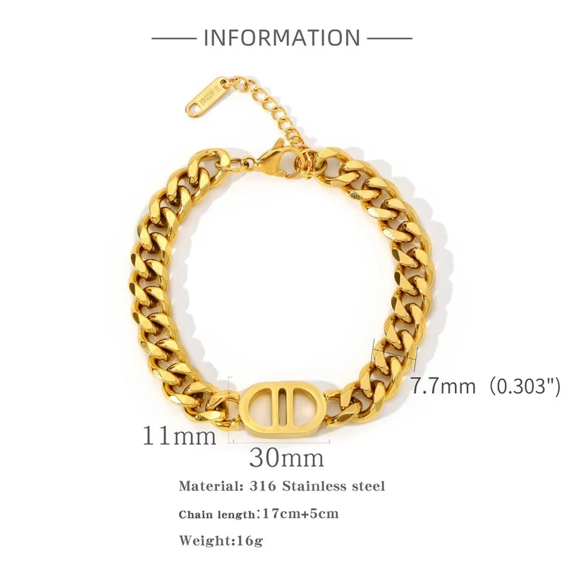SGMAN Edelstahlarmband Dio für Frauen Schmuck Kubanische Kette Armreifen Mode Frauen Set Vergoldet Trend Geschenke Wasserdicht