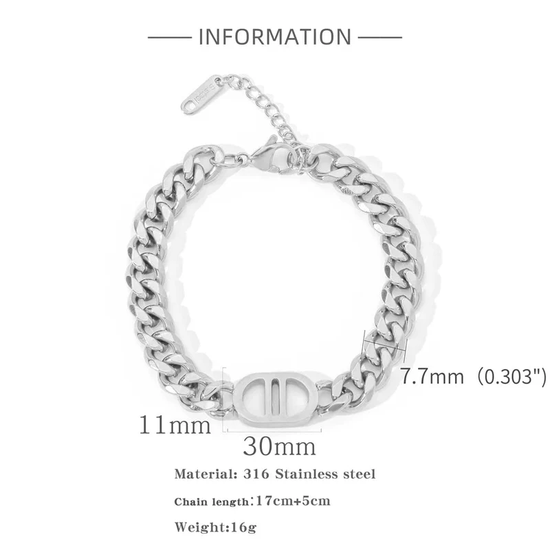 SGMAN Edelstahlarmband Dio für Frauen Schmuck Kubanische Kette Armreifen Mode Frauen Set Vergoldet Trend Geschenke Wasserdicht