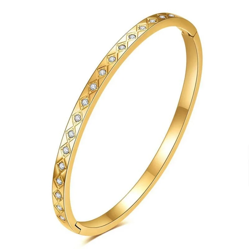 1 Stück Vintage Elegantes 18 Karat vergoldetes Edelstahl Zirkon Sterne Armband für Frauen Mode Hochzeit Schmuck Geschenk --- A674