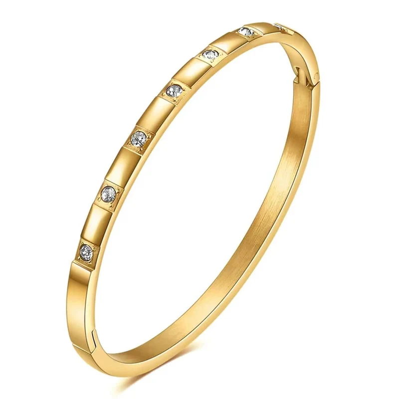 1 Stück Vintage Elegantes 18 Karat vergoldetes Edelstahl Zirkon Sterne Armband für Frauen Mode Hochzeit Schmuck Geschenk --- A674