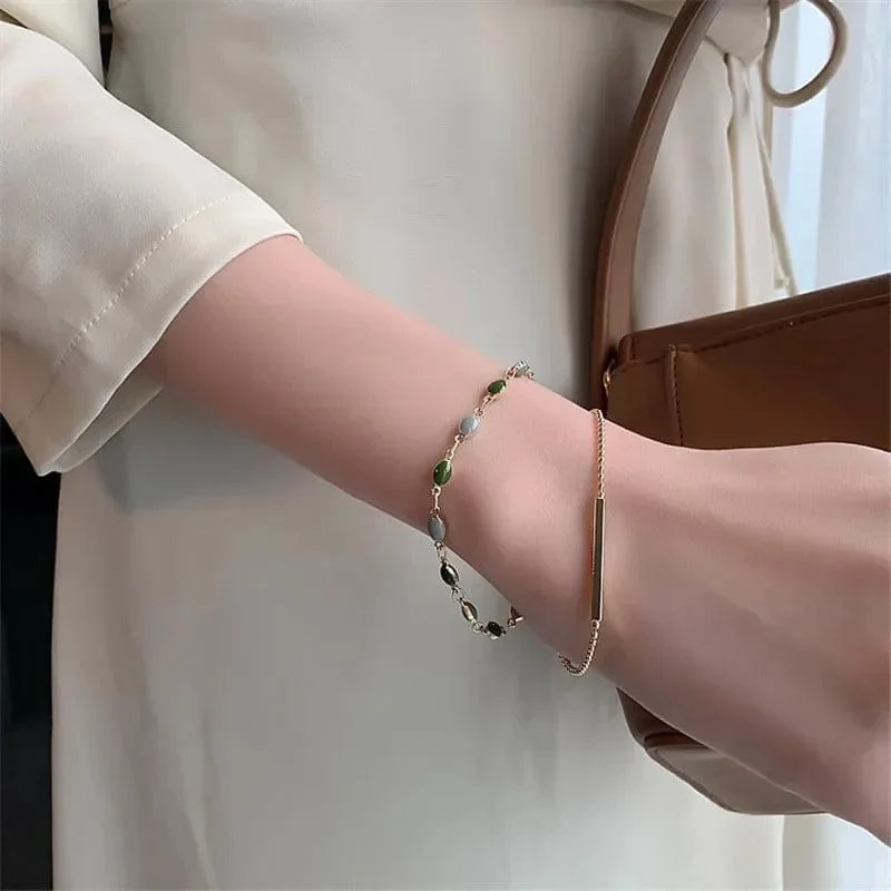 Accessoires für Damen, Kristall-Charm-Armbänder für Damen, goldfarbene Perlenkette, doppellagig, verstellbares Armband, Schmuckgeschenk