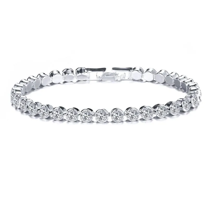 14 Karat Gold gefülltes Tennisarmband, 3 mm, 4 mm, Zirkonia, klassische Tennisgliederarmbänder für Frauen und Mädchen