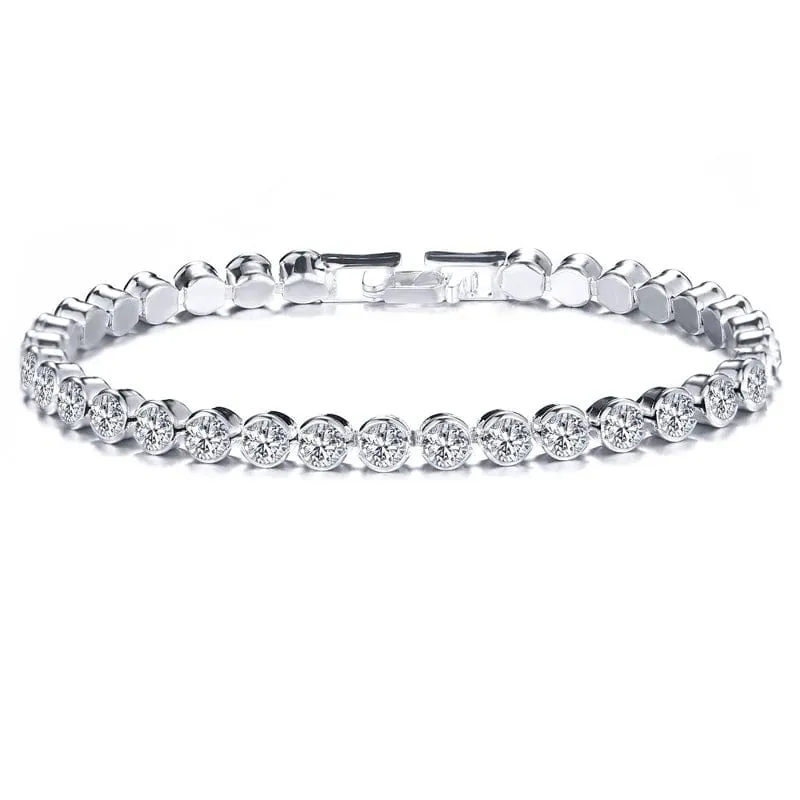 14 Karat Gold gefülltes Tennisarmband, 3 mm, 4 mm, Zirkonia, klassische Tennisgliederarmbänder für Frauen und Mädchen