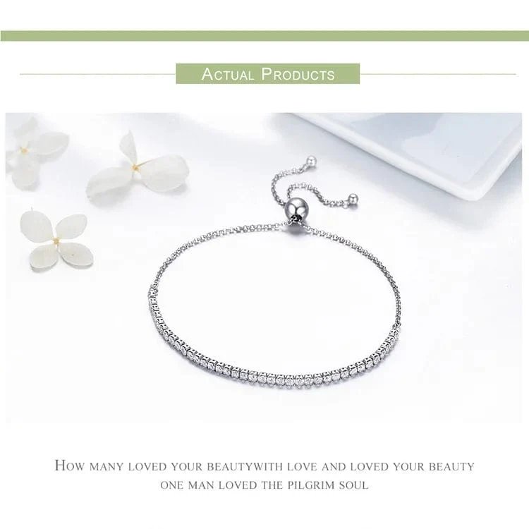 BAMOER 14K vergoldetes klassisches Tennisarmband mit Zirkonia für Damen, 925er Sterlingsilber, verstellbares Schiebearmband, Hochzeitsschmuck, Geschenk