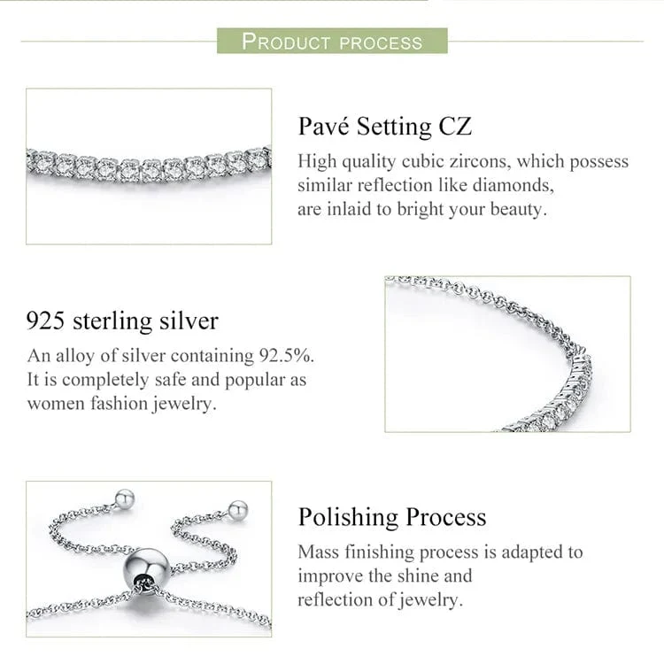 BAMOER 14K vergoldetes klassisches Tennisarmband mit Zirkonia für Damen, 925er Sterlingsilber, verstellbares Schiebearmband, Hochzeitsschmuck, Geschenk