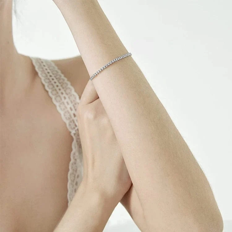 BAMOER 14K vergoldetes klassisches Tennisarmband mit Zirkonia für Damen, 925er Sterlingsilber, verstellbares Schiebearmband, Hochzeitsschmuck, Geschenk